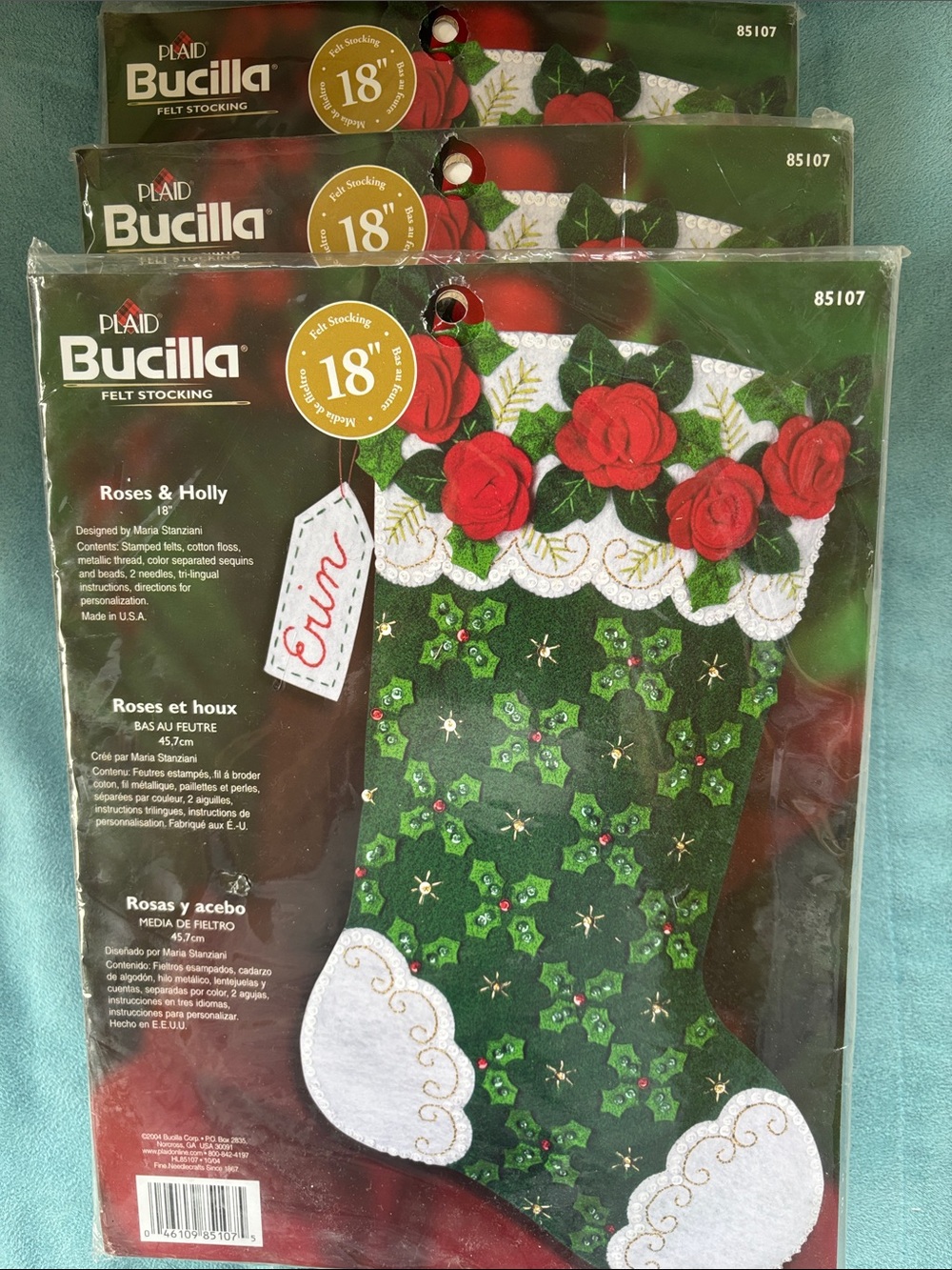 Lot of 3 Stocking sewing kits- Bucilla brand